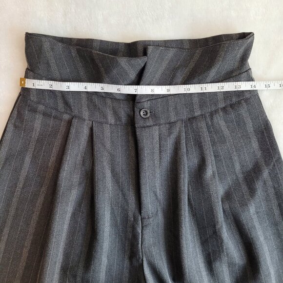 Cider Fold Over High Rise Wide Leg Striped Trousers / Pants with Pockets - Picture 7 of 11